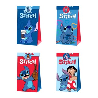 12Pcs Disney Stitch Birthday Party Decor Gift Bags With Sticker Candy Bag Baby Shower Party Gift Color Blue Stitch Paper Bag