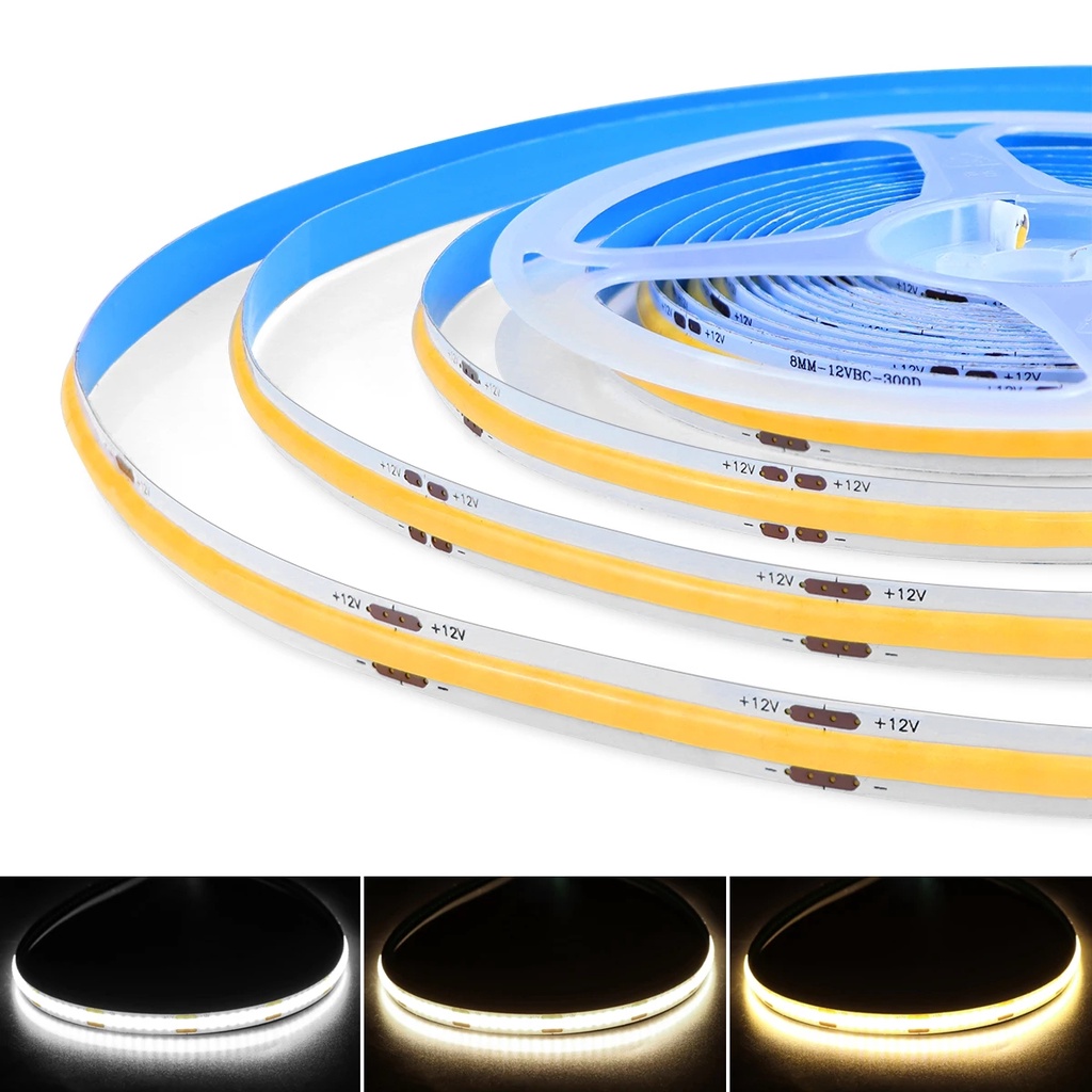 ไฟ LED Strip ขนาด 5M COB ความหนาแน่นสูงไดโอดยืดหยุ่นพร้อมแสง 3000K 4000K 6000K หรี่แสงได้ 12V 24V