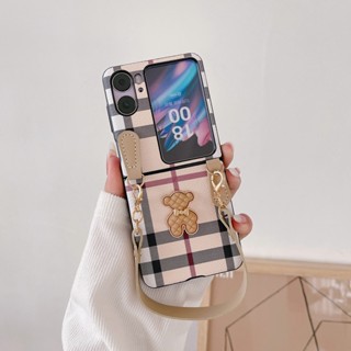 เคสโทรศัพท์มือถือ ลายหมี พร้อมสายคล้อง สําหรับ OPPO Find N2 FLIP