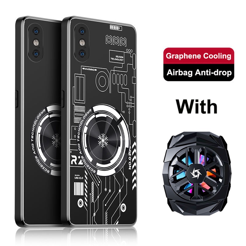 สําหรับ iPhone XS Max กรณี XR ทองแดงอลูมิเนียมกระจายความร้อน Breathable + หม้อน้ํา Cooler พัดลมสําหรับ iPhone X iPhoneXS Max กรณี
