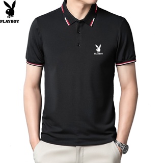 Playboy Short Sleeve Foldover Collar Loose Business Style Fashion Men