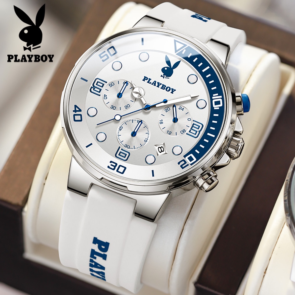 Playboy 3036 นาฬิกาผู้ชาย กันน้ำ 100% แท้ ยาง สายนาฬิกา นาฬิกาข้อมือกีฬา นาฬิกาข้อมือผู้หญิง 5สี ของขวัญวันเกิดผู้ชาย นาฬิกาชาย