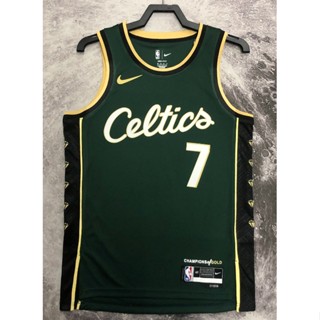 hot pressed 2023 nba Boston Celtics No. 7 Brown green city edition basketball jersey