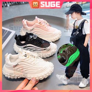 【Suge】รองเท้าผ้าใบลําลอง ระบายอากาศ สีชมพู สไตล์เจ้าหญิง สําหรับเด็กผู้หญิง