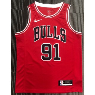 hot pressed nba Chicago Bulls No. 91 Rodman red classic basketball jersey