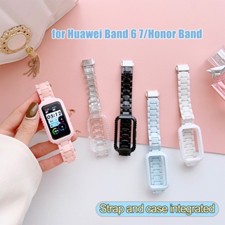 เคส + สายคล้อง สําหรับ Huawei Band 6 7 สายรัดข้อมือทดแทน พร้อมเคส TPU สําหรับ Honor Band