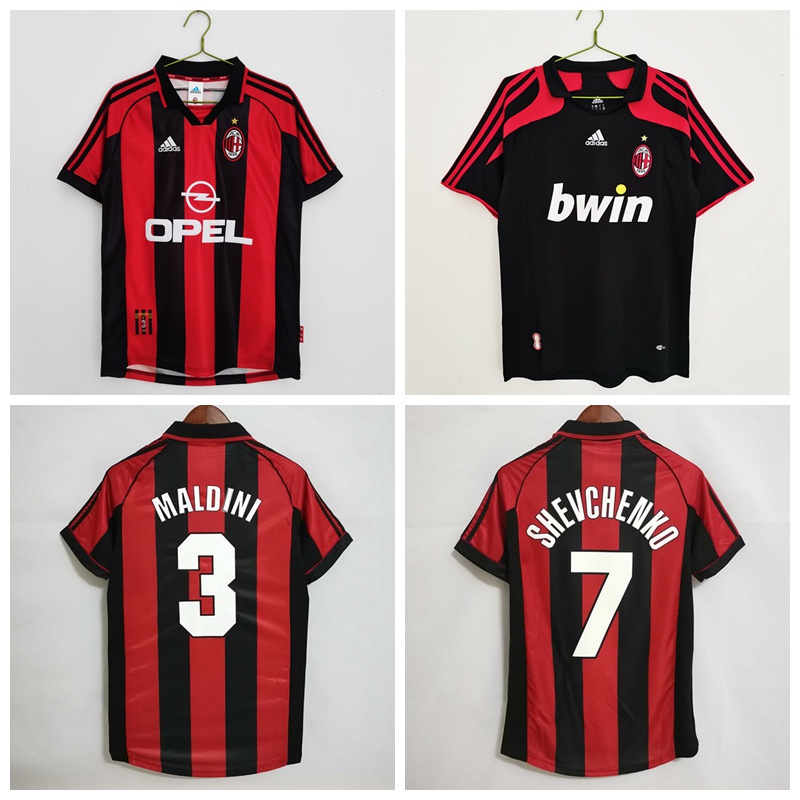 1998-99 2007-08 Season AC Milan Retro Home Away Jersey ฟุตบอล Maldini Shevchenko เสื ้ อ
