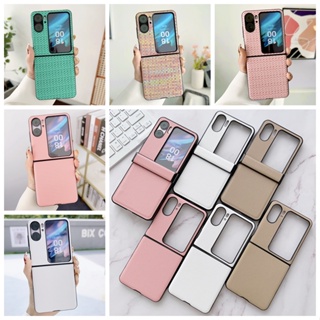 เคสโทรศัพท์มือถือ PC แบบพับได้ กันกระแทก พร้อมสายคล้องมือ สีพื้น สําหรับ OPPO Find N2 Flip 5G