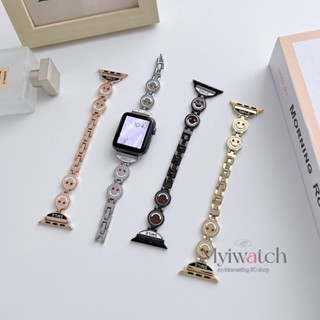 สายโซ่โลหะ หน้ายิ้ม สําหรับ iwatch serise 8 7 6 5 4 SE 3 2 1 45 มม. 41 มม. 40 มม. 44 มม. 42 มม. 38 มม.