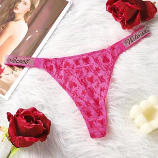 Victorias Secret Thong กางเกงชั้นใน ผ้าฝ้าย ปักลายลูกไม้ ไร้รอยต่อ ใส่สบาย สีชมพู สําหรับสตรี 1270