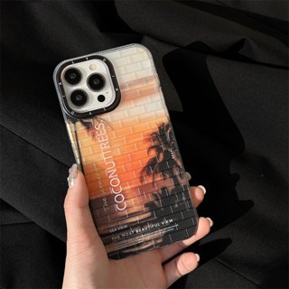 เคสโทรศัพท์มือถือ กันลื่น ลายมะพร้าว พระอาทิตย์ตก อิฐ สําหรับ iPhone 14 Promax 13 Pro max 12 11