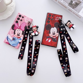 เคสโทรศัพท์มือถือแบบนิ่ม ลายการ์ตูนมิกกี้ มินนี่เมาส์ 3D พร้อมสายคล้อง และตุ๊กตา สําหรับ Samsung A03S A02S A20 A50 A31 A51 A10S A5 2018 A7 2017 A51 A71 A9 2018 J3 J5 J7 J2 J7 Pro J2Prime J6Plus J7Prime