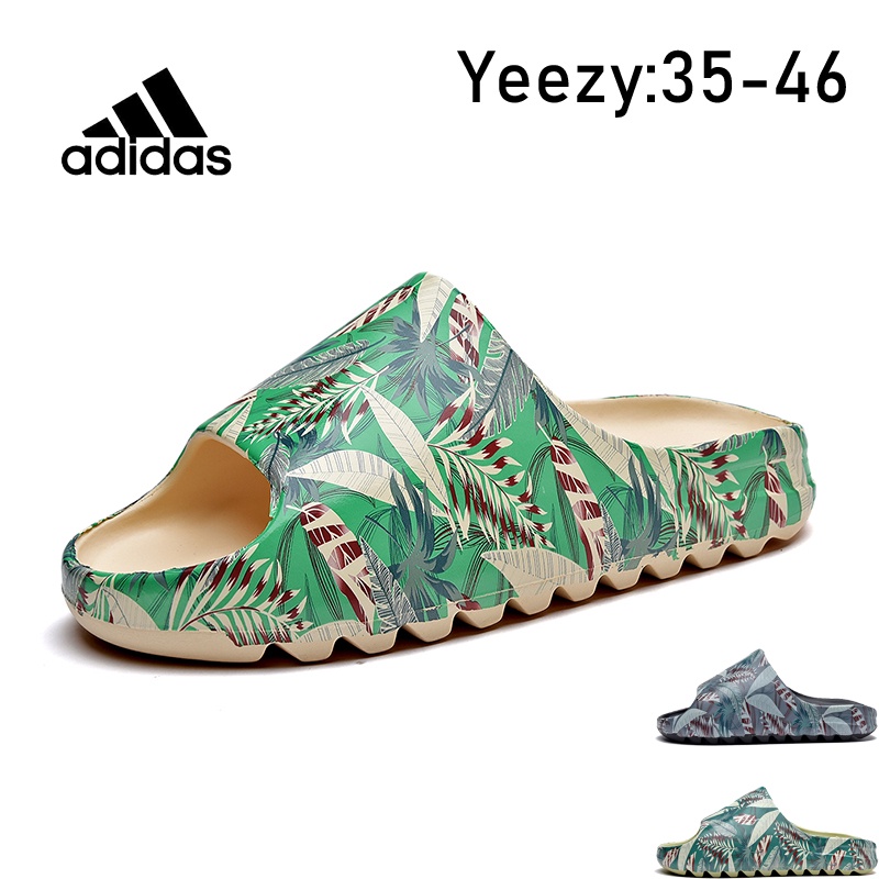 Yeezy Slide New Leaf Print รองเท้าแตะทนต่อการสึกหรอ Unisex: 35-46