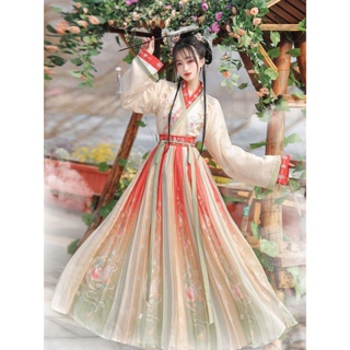 Han pavilion original system of wei jin huai hanfu embroi Han Tang pavilion original wei jin Made hanfu กระโปรงยาว ปักลายไขว้ สไตล์จีน แฟชั่นฤดูใบไม้ผลิ ฤดูใบไม้ร่วง นักเรียน เครื่องแต่งกาย 4.28