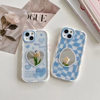 เคสโทรศัพท์มือถือ tpu แบบนิ่ม ลายหัวใจ มีกระจก สําหรับ iPhone 12Pro 13Pro 14pro 14 14promax 13promax 12promax