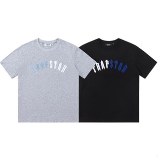 เสื้อยืดแขนสั้น ปักลายดาว สีฟ้า และสีขาว แบบเรียบง่าย