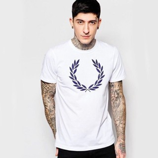 FRED PERRY เสื้อยืดแขนสั้นลําลอง ผ้าฝ้าย พิมพ์ลายดอกไม้ ขนาดใหญ่ เข้ากับทุกการแต่งกาย แฟชั่นเรียบง่าย สําหรับผู้ชาย