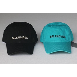 Balenciaga หมวกเบสบอล หมวกแก๊ป หมวกแก๊ป หมวกกันแดด สีฟ้า ปีกโค้ง แนวสตรีท เหมาะกับฤดูใบไม้ผลิ ฤดูร้อน