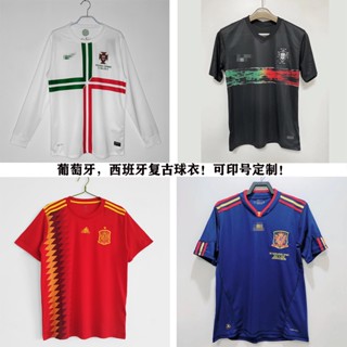 เสื้อกีฬาแขนสั้น ลายทีมชาติฟุตบอล Portugal 2012 ชุดเหย้า สไตล์ยุโรปเรโทร เสื้อกีฬาแขนสั้น ลายทีมชาติสเปน 7 C Ro 1018 MU MC LFC CFC