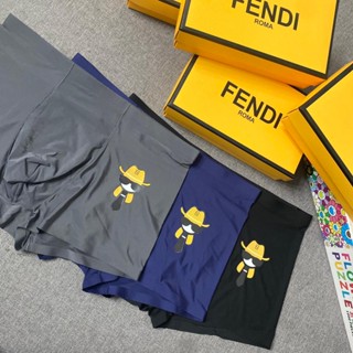 [พร้อมส่ง] Fendi กางเกงบ็อกเซอร์ขาสั้น ผ้าฝ้าย ระบายอากาศ สไตล์คลาสสิก สําหรับผู้ชาย