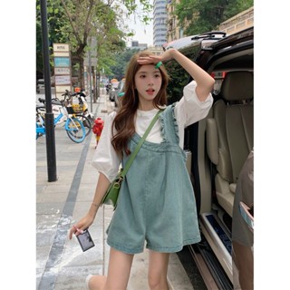 [Girls Must-have] ชุดเอี๊ยมกางเกงยีน ขาสั้น ขากว้าง สีชมพู แฟชั่นฤดูร้อน สําหรับตุ๊กตาบาร์บี้ 2023