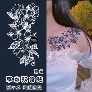 Sa Tattoo สติกเกอร์รอยสักสมุนไพร ผู้หญิง กันน้ํา ติดทนนาน จําลองดอกไม้ แขน เซ็กซี่ สีดํา ซีรีส์ ไหปลาร้าเข้ม รอยสักกึ่งถาวร สติกเกอร์รอยสัก