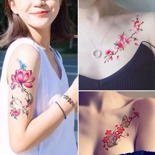 Sa Tattoo สติกเกอร์รอยสักผู้หญิง เซ็กซี่ ลายดอกกุหลาบ ปกปิดรอยแผลเป็น สติกเกอร์รอยสัก กันน้ํา ซักได้