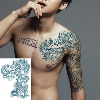 Sa สติกเกอร์รอยสัก กันน้ํา ลายมังกร Chen Haonan Shawl Dragon Whole Flower Arm Dragon