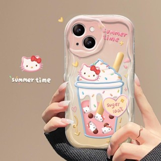 เคสโทรศัพท์มือถือนิ่ม กันกระแทก ลายไอศกรีม Hello Kitty สําหรับ iphone11 12 13 14 15 promax x xs xr i7 i8