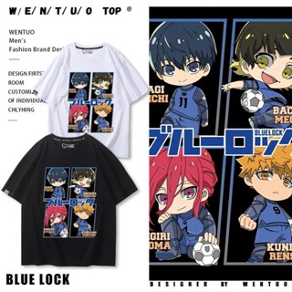 เสื้อยืดแขนสั้น ผ้าฝ้ายแท้ พิมพ์ลายอนิเมะ BLUE Prison BLUE LOCK สองมิติ แฟชั่นฤดูร้อน สําหรับผู้ชาย และผู้หญิง