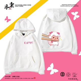 ((ไม่มีกํามะหยี่) เสื้อกันหนาว มีฮู้ด ผ้าฟลีซ พิมพ์ลายการ์ตูนหมาป่าตัวใหญ่ แพะ และตัวใหญ่ น่ารัก แฟชั่นฤดูใบไม้ร่วง สําหรับเด็กผู้ชาย และเด็กผู้หญิง