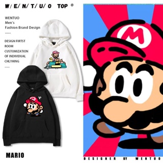 ((ไม่มีกํามะหยี่) เสื้อแจ็กเก็ตกันหนาว มีฮู้ด ลายการ์ตูนเกม Nintendo Mario แฟชั่นฤดูใบไม้ร่วง และฤดูหนาว สําหรับผู้ชาย และผู้หญิง