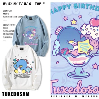 ((ไม่ใส่กํามะหยี่) เสื้อกันหนาว คอกลม ลายการ์ตูนอนิเมะ Sanrio Tamaki Sam Penguin แฟชั่นฤดูใบไม้ร่วง และฤดูหนาว สําหรับผู้ชาย และผู้หญิง