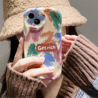 เคสโทรศัพท์มือถือแบบนิ่ม ลายกราฟฟิตี้ Getrich สีครีม สําหรับ iphone11 12 13 14 15 promax x xs xr i7 i8