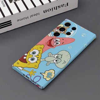 เคสโทรศัพท์มือถือแบบแข็ง ลาย Spongebob SquarePants แวววาว สําหรับ Samsung S22 S23plus ultra A53A21S A14 A12 A11 A04 03