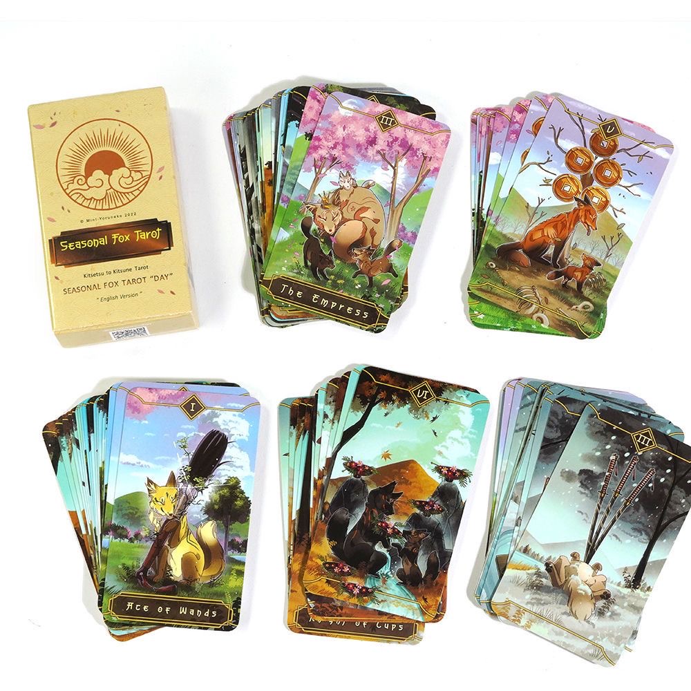 Seasonal Fox Tarot Seasonal Fox Tarot การ์ดเกมกระดานที่กําหนดเองภาษาอังกฤษ