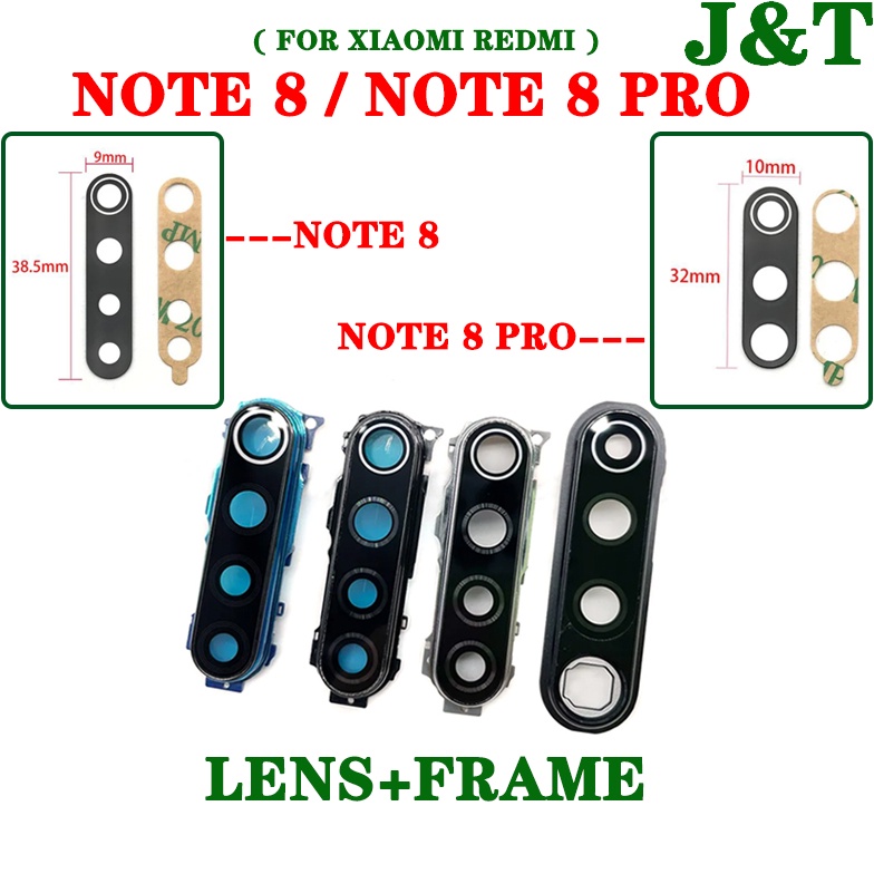 สําหรับ Redmi Note8 Pro Note 8 ฝาครอบเลนส์กระจกกล้องหลักด้านหลังพร้อมสติกเกอร์กาว Ahesive