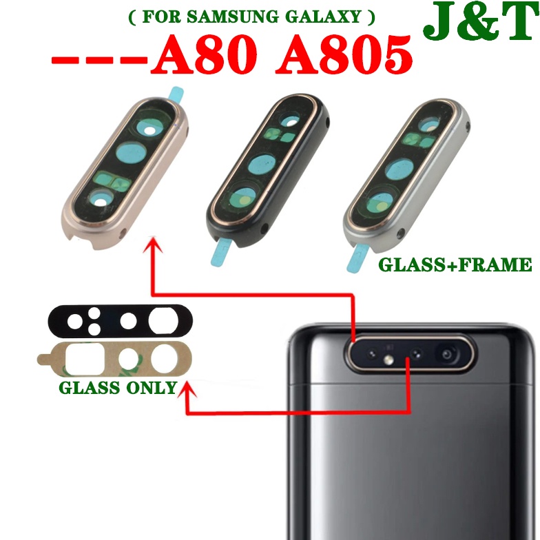 สําหรับ SAMSUNG A80 A805F ด้านหลังด้านหลังหลักกล้องขนาดใหญ่ฝาครอบเลนส์พร้อมกรอบผู้ถือกาวกาว