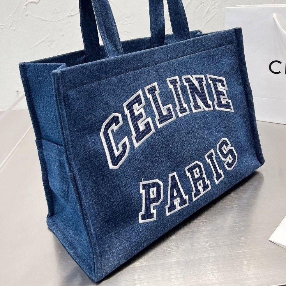 Celine ใหม่ กระเป๋าเดินทาง กระเป๋าช้อปปิ้ง แบบพกพา ลายดาว ผัก สําหรับผู้หญิง 2024
