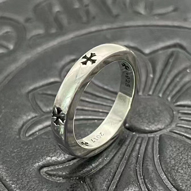 Chrome HEARTS แหวนเงินสเตอร์ลิง 925 ลายดอกไม้ สไตล์เรโทร อุปกรณ์เสริม CJ012