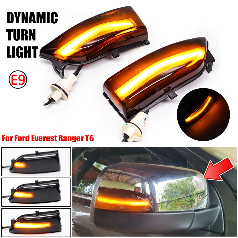 2 ชิ้น ไฟเลี้ยวไดนามิก LED ติดกระจกมองข้าง สําหรับ Ford Everest 2015-2019 Ranger T6 Raptor Wildtrak