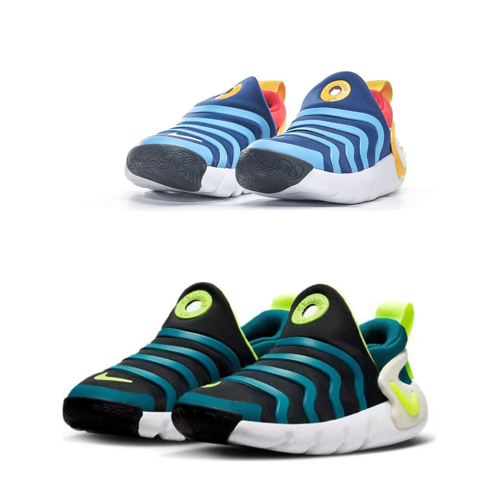 Nike Dynamo Free TD/PS Caterpillar kicks on รองเท้าผ้าใบลําลอง กันลื่น ของแท้ สําหรับเด็ก เหมาะกับการเล่นกีฬา