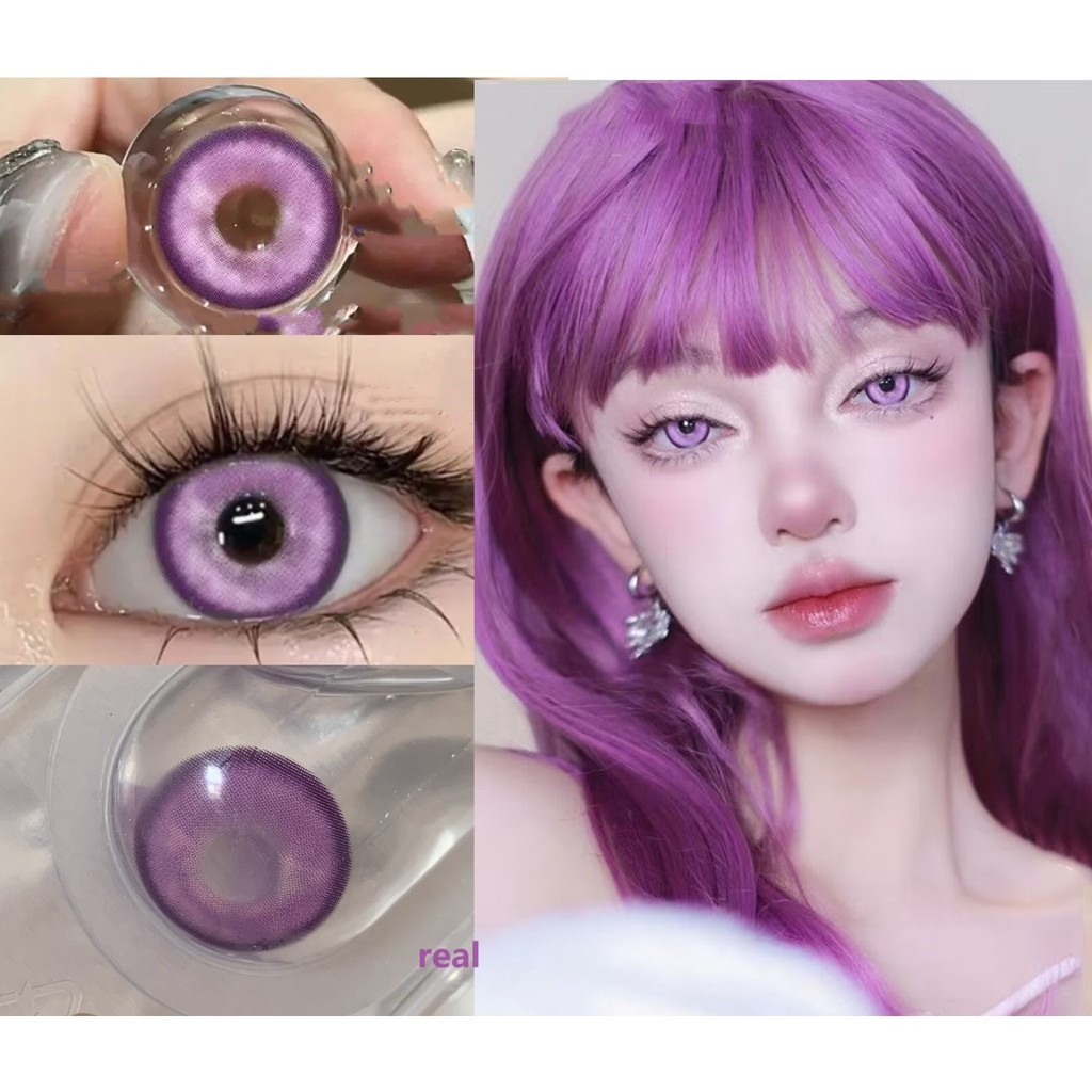 Hny(2024.Feb.17) คอนแทคเลนส์ ขนาดใหญ่ 14.50 มม. (เกรด 0-8.00) 6 เดือน (สีม่วง)