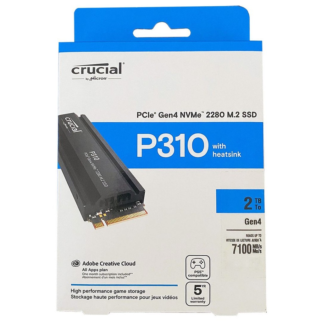 Crucial 2TB P310 PCIe Gen4 M.2 2280 SSD with Heatsink (CT2000P310SSD5) for PS5, PC