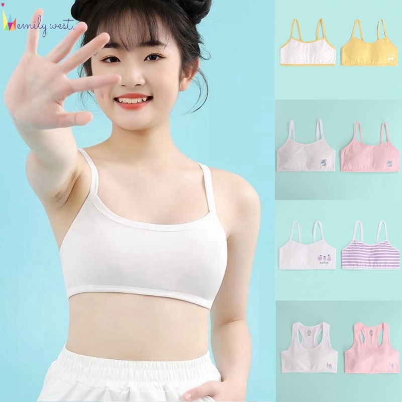 สปอร์ตบรา 2 ชิ้น อายุ 8-16 ปี น้ําหนักเบา มีฟองน้ํา ไม่มีสารเรืองแสง สําหรับนักเรียน บราเล็ตต์เด็ก
