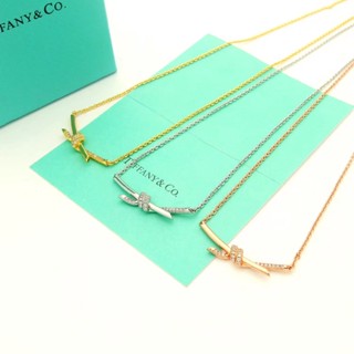 New T&amp;CO semi-diamond knotted necklace fashionable and simple 925 silver collar chain