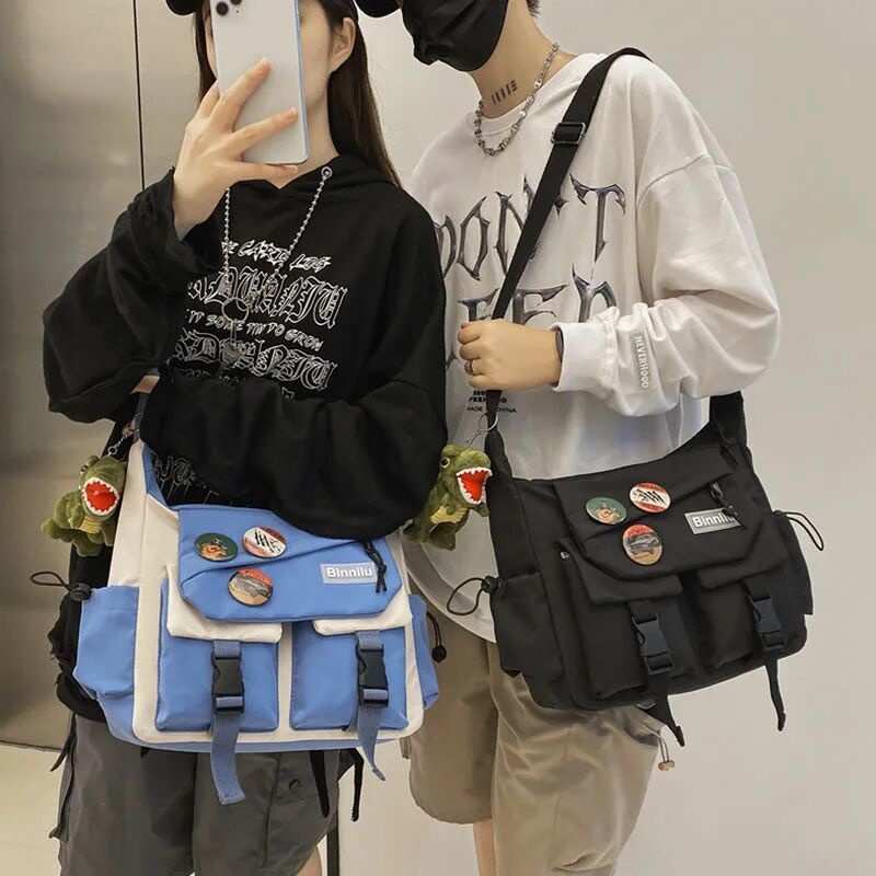 ใหม่ กระเป๋าสะพายไหล่ สะพายข้าง ขนาดใหญ่ จุของได้เยอะ สไตล์ญี่ปุ่น สําหรับผู้ชาย