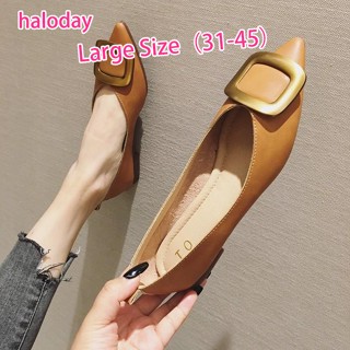 (((31-45) รองเท้า ขนาดใหญ่ สําหรับผู้หญิง✨รองเท้าส้นแบน หัวแหลม ปากตื้น ขนาดใหญ่ สีดํา แฟชั่นฤดูใบไม้ผลิ และฤดูใบไม้ร่วง สไตล์ยุโรป อเมริกัน สําหรับผู้หญิง ไซซ์ 31-34