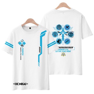 ใหม่ เสื้อยืดแขนสั้นลําลอง พิมพ์ลายอนิเมะ Honkai Impact 3 Durandal 3D ทรงหลวม สไตล์ญี่ปุ่น แฟชั่นสําหรับผู้ชาย และผู้หญิง