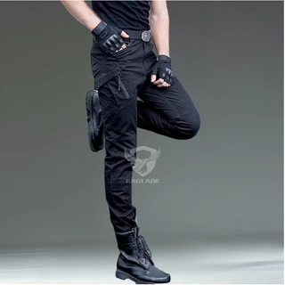 Eaglade กางเกงคาร์โก้ยุทธวิธี สําหรับผู้ชาย ผู้หญิง IX9Stretch สีดํา กันน้ํา